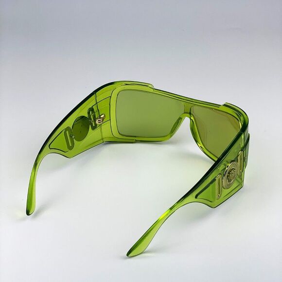 Versace VE4451 54208N Sunglasses Transparent Green Mirrored Wraparound Unisex - Picture 6 of 10